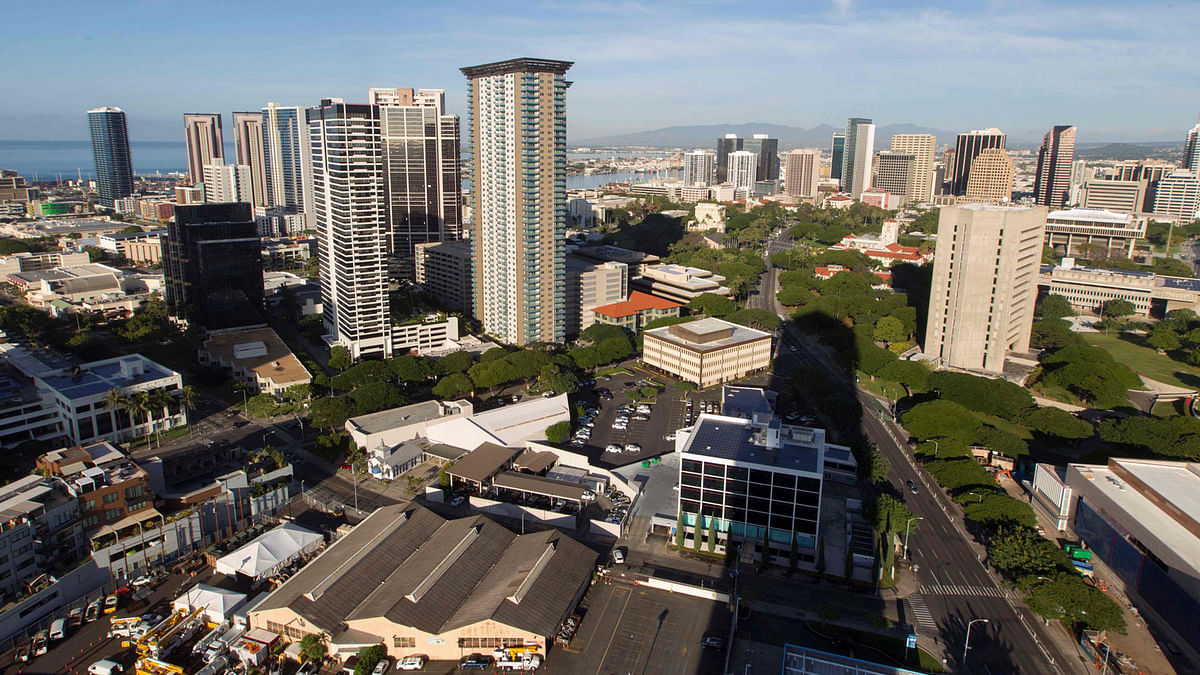 A morning view of the city of Honolulu, Hawaii is seen on Saturday. Social media ignited on 13 January after apparent screenshots of cell phone emergency alerts warning of a “ballistic missile threat inbound to Hawaii” began circulating, which US officials quickly dismissed as “false.” Photo: AFP