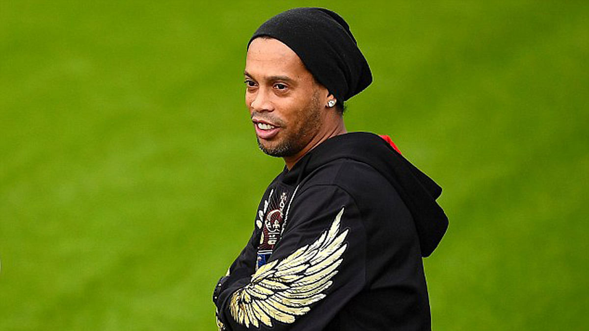 Ronaldinho while visiting his former club PSG. AFP file photo
