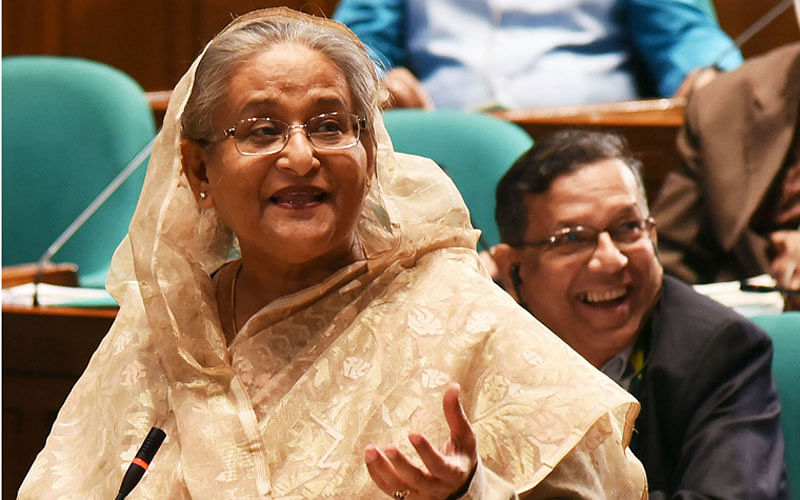 PM Sheikh Hasina speaks in parliament on Wednesday. Photo: PID