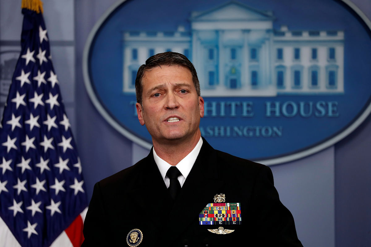 White House, presidential physician Ronny Jackson answers question about US President Donald Trump’s health after the president’s annual physical at the White House in Washington. Photo: Reuters