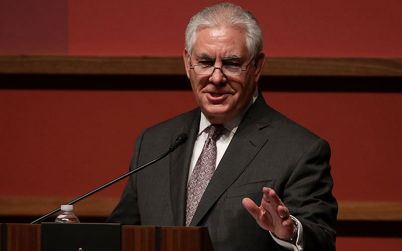 US Secretary of State Rex Tillerson speaks to the Hoover Institution and the Freeman Spogli Institute for International Studies at Stanford University on 17 January 2018 in Stanford, California. Photo: AFP
