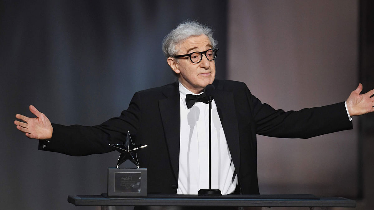 Director-actor Woody Allen onstage during American Film Institute`s 45th Life Achievement Award Gala at Dolby Theatre in Hollywood on 8 June 2017. Photo: AFP
