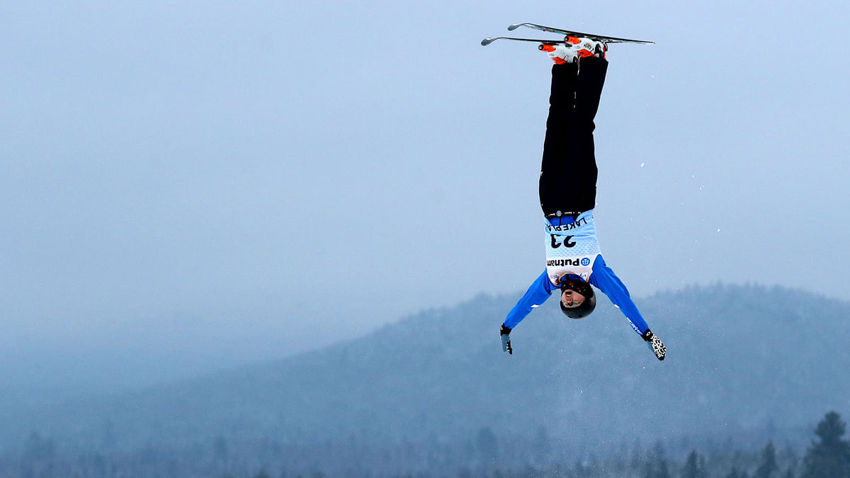 Marzhan Akzhigit of Kazakhstan jumps in the Ladies` Qualifying round during the Putnam Freestyle World Cup at the Lake Placid Olympic Ski Jumping Complex on 19 January 2018 in Lake Placid, New York. Photo: AFP