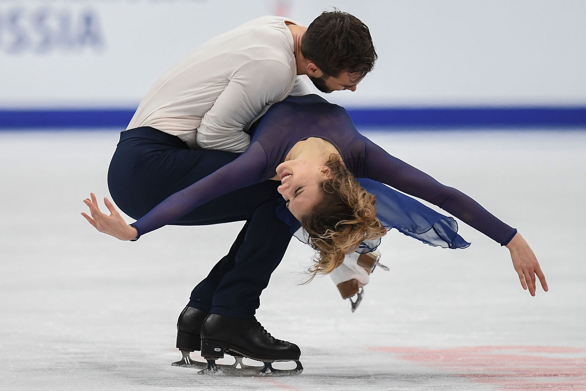 France`s Gabriella Papadakis and Guillaume Cizeron perform during their ice dance free dance at the ISU European Figure Skating Championships in Moscow on 20 January. Photo: AFP