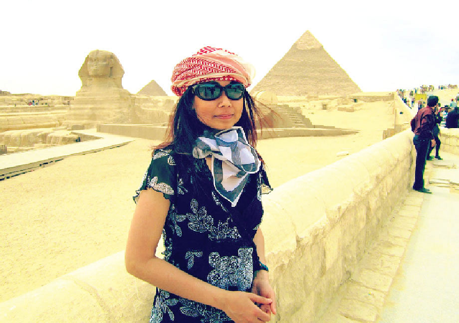 In front of the pyramids, Egypt