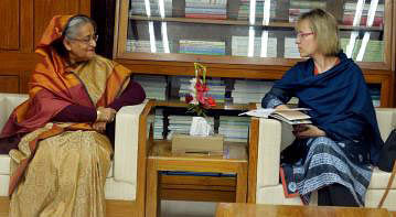 Prime minister Sheikh Hasina talks with UN resident coordinator and UNDP resident representative in Dhaka Mia Seppo