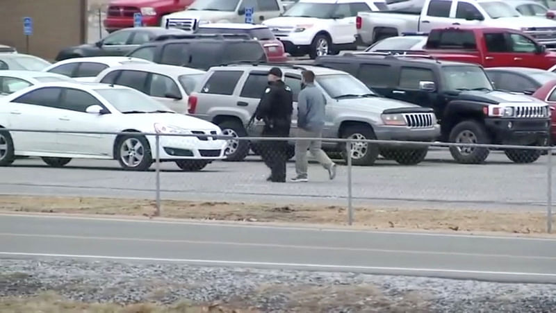 The scene of shooting in Marshall County High School is seen in Benton, Kentucky, US, 23 January 2018 in this still image obtained from Reuters TV.