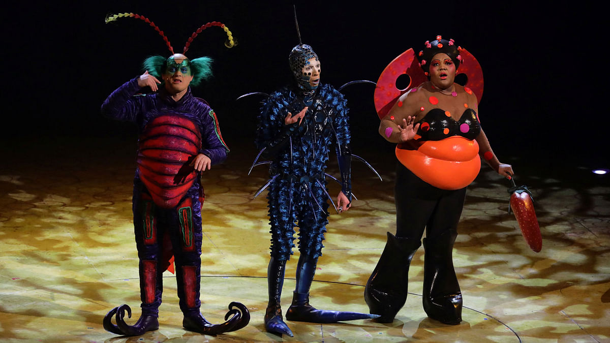 Perfprmers during the Cirque Du Soleil show. Photo: Reuters