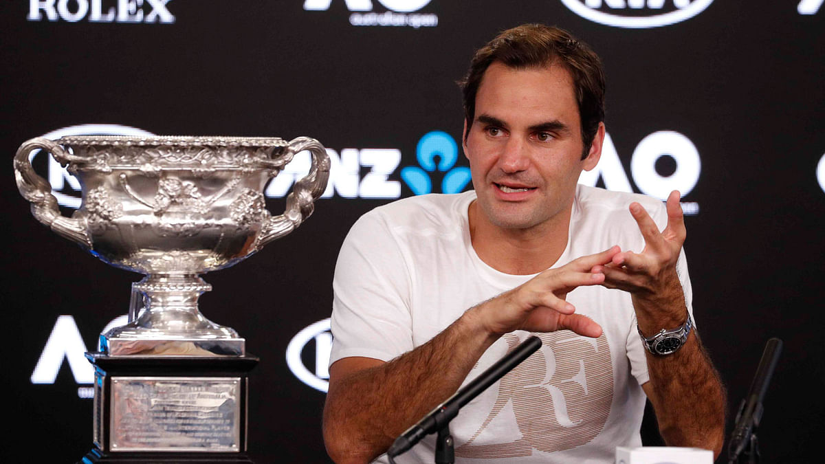 Switzerland`s Roger Federer during a press conference after winning the Men`s singles final against Croatia`s Marin Cilic. Reuters