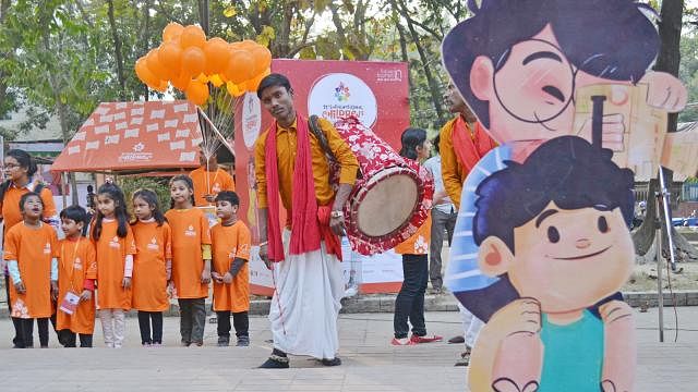 11th International Children’s Film Festival Bangladesh, arranged by the Children’s Film Society Bangladesh was inaugurated at the central public library compound in Dhaka on 27 January 2018. Photo: Prothom Alo