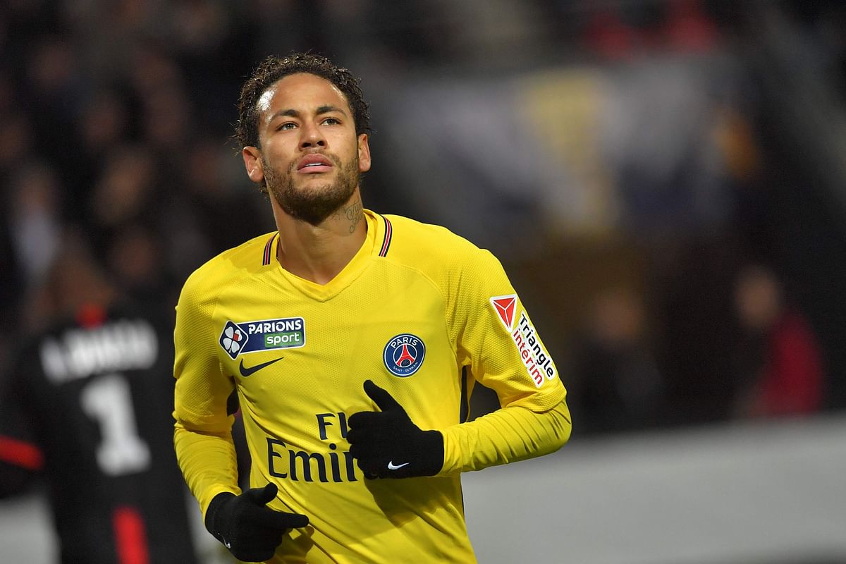 Paris Saint-Germain`s Brazilian forward Neymar during the French League Cup football semi-final match between Rennes and Paris Saint-Germain at the Roazhon Park stadium in Rennes on January 30, 2018. AFP