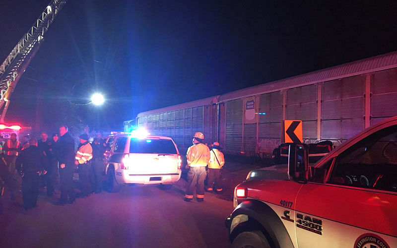 Emergency crews attend to the site of a train collision near Pine Ridge, Lexington County. Reuters