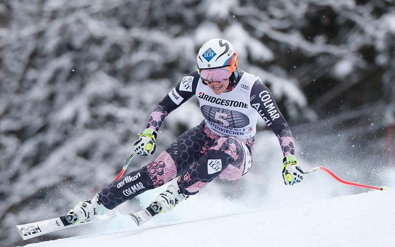 Tina Weirather of Liechtenstein is in action in FIS Alpine Skiing World Cup on 3 February. Photo: Reuters