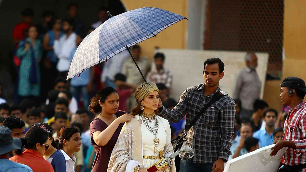 Actress Kangana Ranaut during shooting of her upcoming film `Manikarnika: The Queen of Jhansi` at Amber Fort in Jaipur, India. Photo: IANS