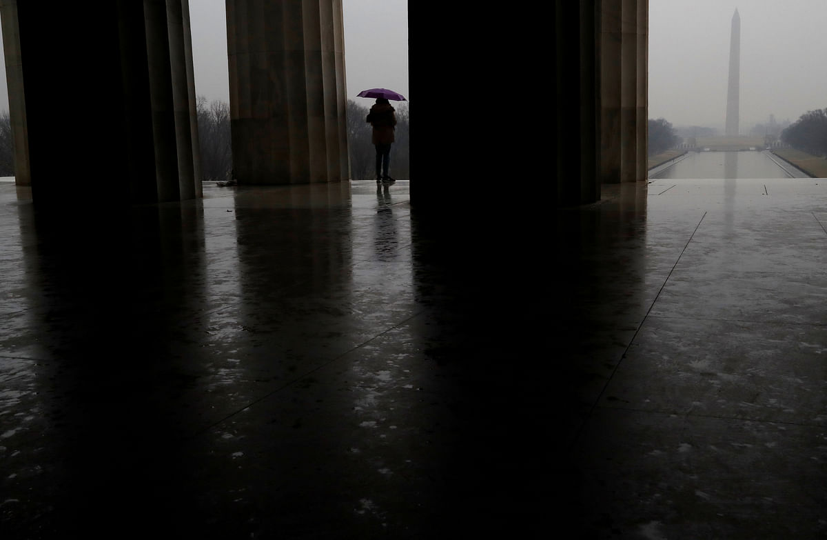 A person stands at the steps of the Lincoln Memorial in Washington, US on 7 February 2018. Photo: Reuters
