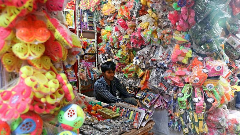 Wholesale toy market in Chawkbazar in Dhaka. Dhaka, 7 February. Photo: Dipu Malakar
