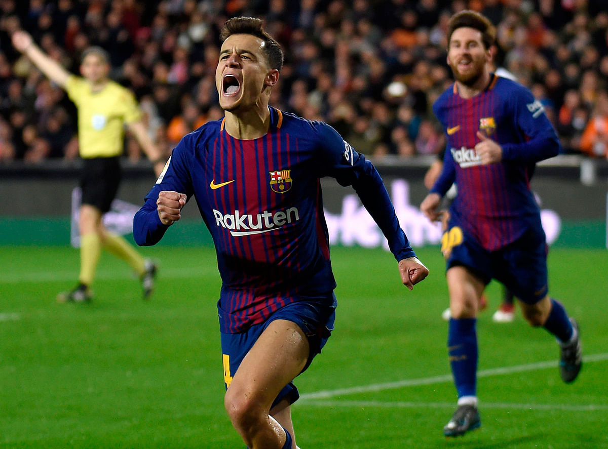 Lionel Messi had come close on a couple of occasions for the visitors in the first half, but it was the introduction of Coutinho that swung the tie decisively their way. AFP