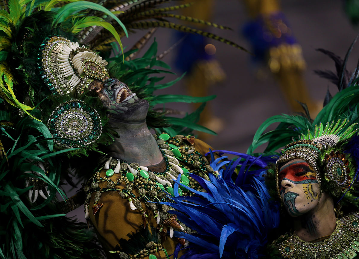 Revellers from the Vila Maria Samba School take part in Carnival celebrations at Anhembi Sambadrome in Sao Paulo, Brazil on 11 February 2018. Photo: Reuters