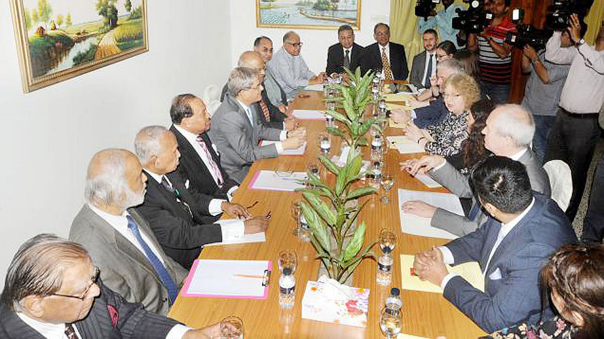 European Parliamentary (EP) delegation discusses latest political developments in Bangladesh with senior leaders of the Bangladesh Nationalist Party (BNP) at the BNP chairperson’s Gulshan office on Wenesday. Photo: BNP