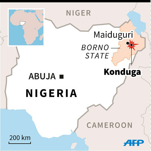 Map locating Konduga in northern Nigeria. AFP