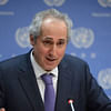Spokesman for the UN secretary-general Stephane Dujarric is at a regular briefing at the UN headquarters