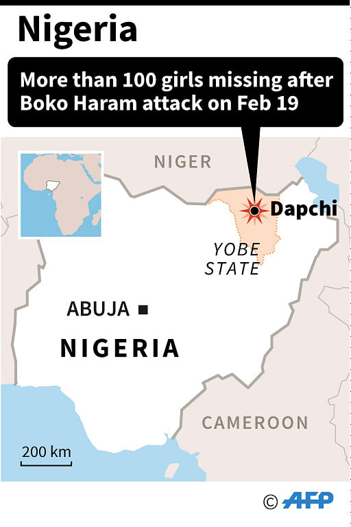Map locating Dapchi where more than 100 girls were missing. AFP
