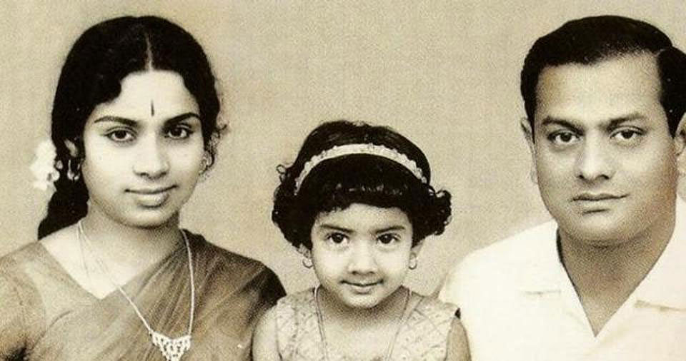 Sridevi as child with her parents.