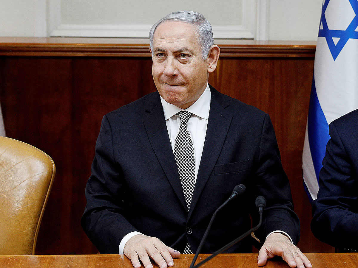 Israeli prime minister Benjamin Netanyahu attends the weekly cabinet meeting at the prime minister`s office in Jerusalem on 25 February 2018. Reuters File Photo
