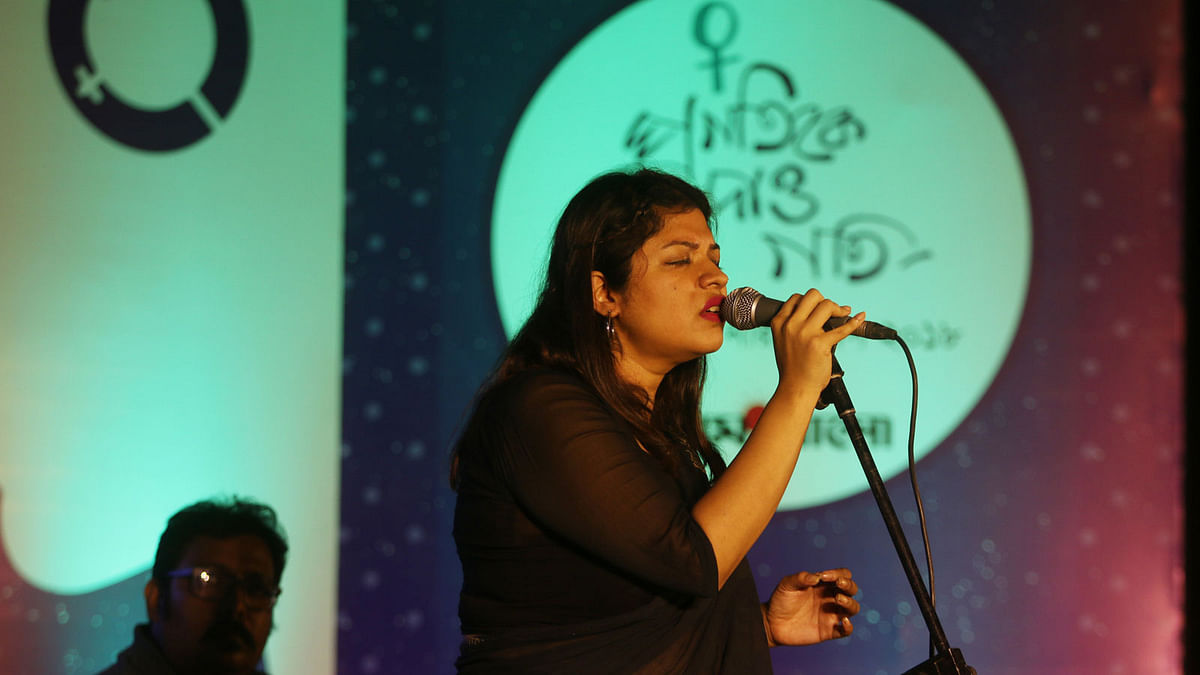 Armeen Musa singing a song in the programme. Photo: Ashraful Alam 5.