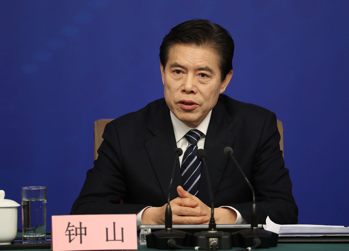 Chinese Commerce Minister Zhong Shan attends a news conference on the sidelines of the National People’s Congress (NPC) in Beijing. Photo: Reuters