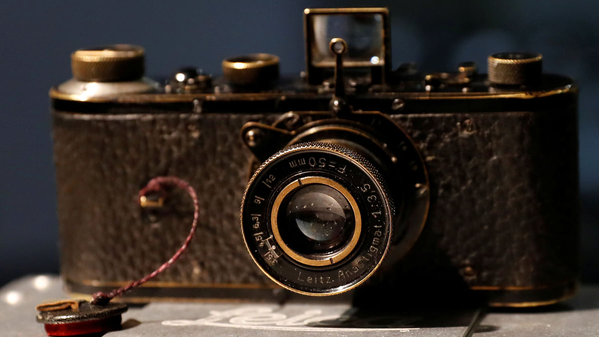 A Leica 0 series camera is seen in Westlicht gallery in Vienna, Austria on 12 March. The Leica camera, number 122, was built 1923 as part of a pilot series of 25 cameras, and was sold for the world record price of 2,400,000 Euros ($2,976,000) at the Westlicht camera auction on Saturday. Photo: Reuters