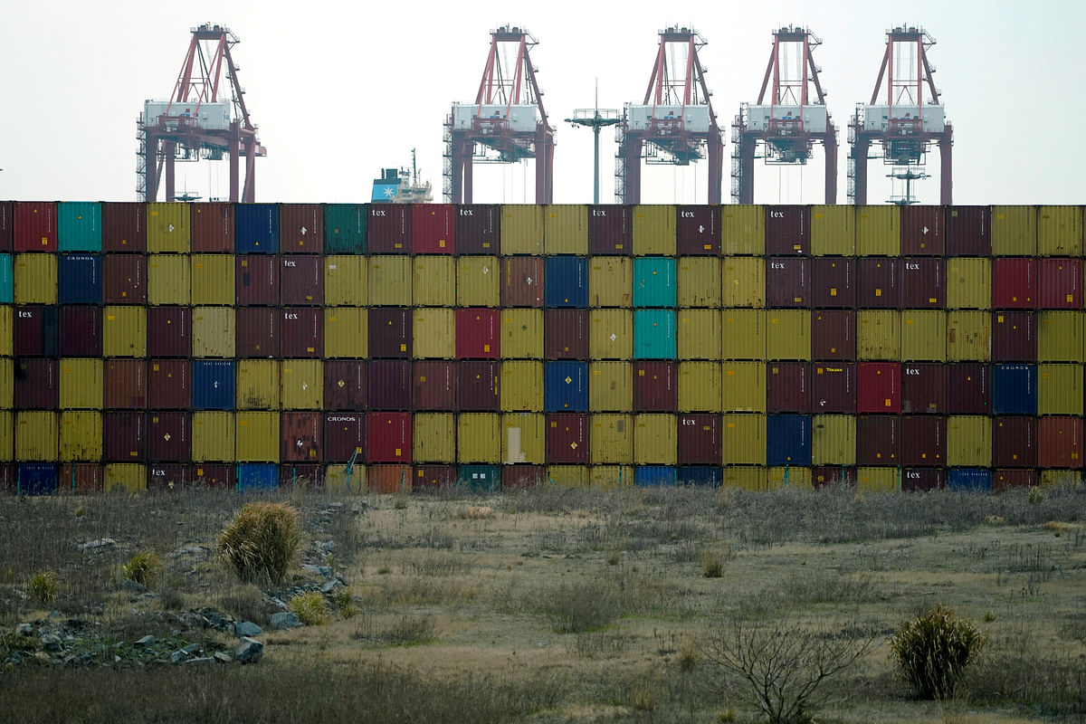 Containers are seen at the Yangshan Deep Water Port, part of the Shanghai Free Trade Zone, in Shanghai. Photo: Reuters