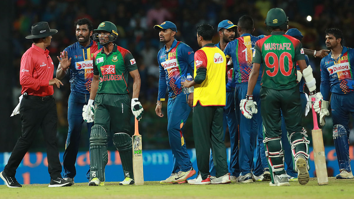 Bangladesh skipper Shakib Al Hasan was furious, even asking his batsmen to leave the field. Thankfully for the Tigers, the team management intervened and Mahmudullah had his shot at glory.Photo: Shamsul Haq
