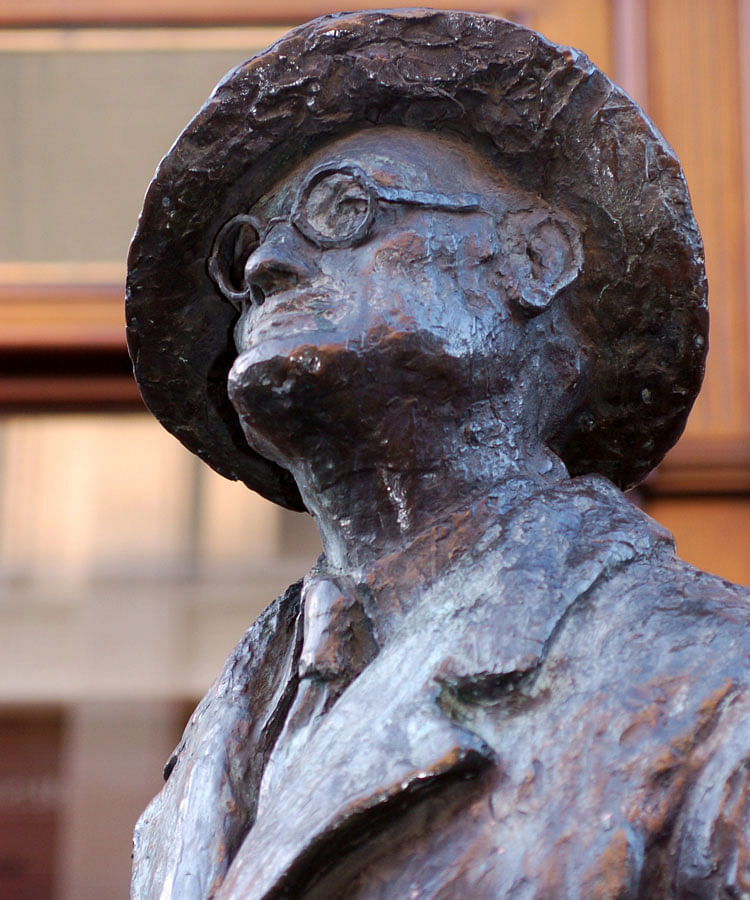 In this file photo taken on 25 May 2004 a statue of James Joyce, author of one of the most famous English literary masterpieces `Ulysses`, is pictured in Dublin. AFP
