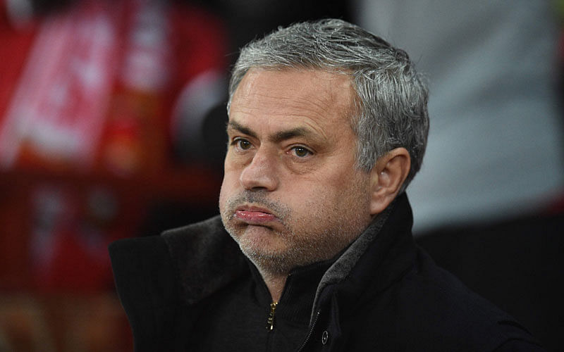 Manchester United’s Portuguese manager Jose Mourinho looks on during the start of a last 16 second leg UEFA Champions League football match between Manchester United and Sevilla at Old Trafford in Manchester, northwest England on last Tuesday. Photo: AFP