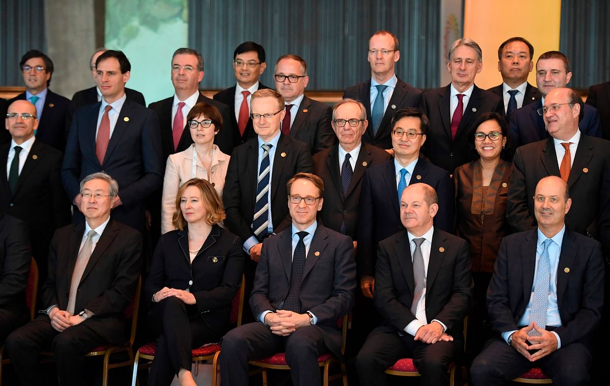 Finance ministers and Central Bank governors pose for the family picture during their first G20 Meeting in Buenos Aires, Argentina on Monday. Photo: AFP