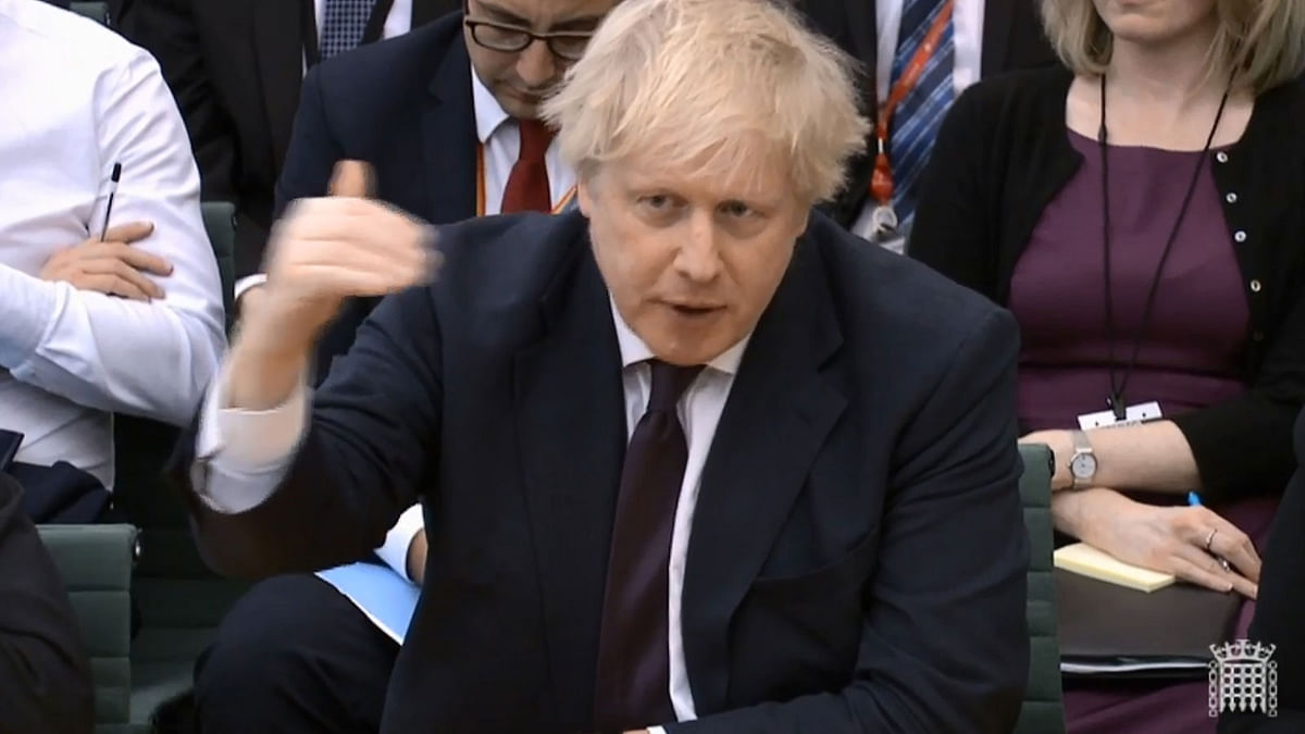 A video grab from footage broadcast by the UK Parliament`s Parliamentary Recording Unit (PRU) shows Britain`s foreign secretary Boris Johnson giving evidence before the Foreign Affairs Committee at Parliament in London on 21 March 2018. AFP