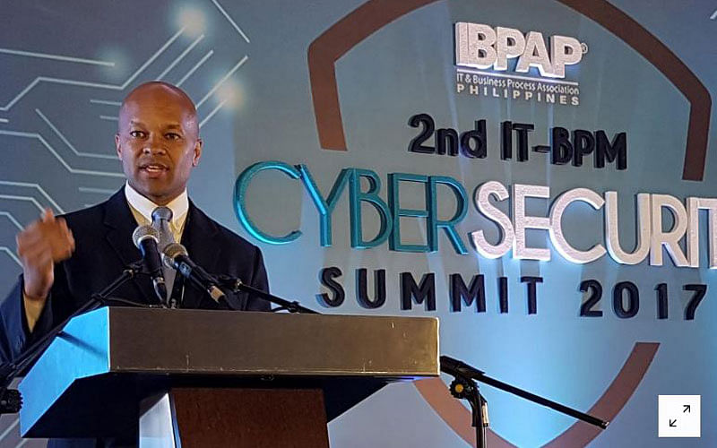 Lamont Siller, the legal attache at the US embassy in the Philippines speaks during a cyber security forum in Manila, Philippines on 29 March 2017. Reuters