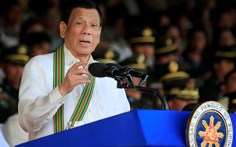 In this file photo  Philippine president Rodrigo Duterte gestures as he delivers a speech during the 121st founding anniversary of the Philippine Army (PA) at Taguig city, Metro Manila, Philippines March 20, 2018. Photo : Reuters