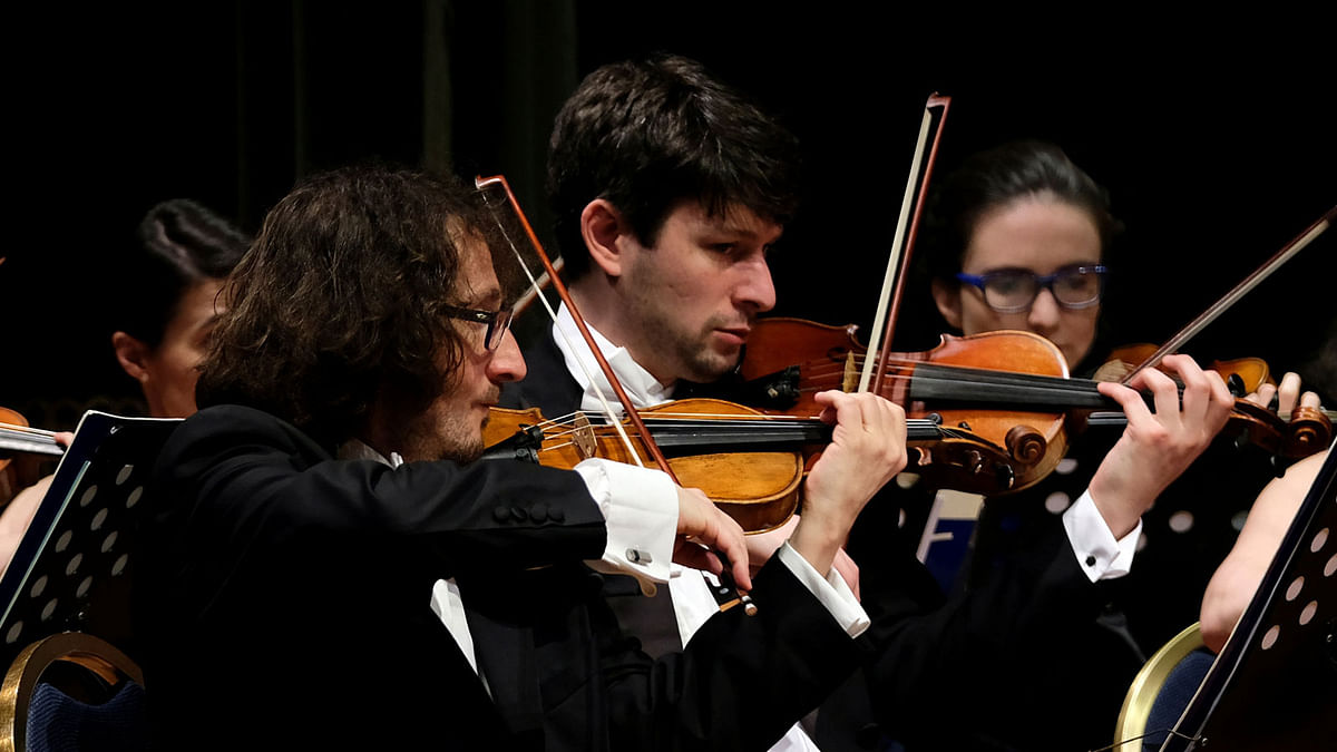 Musicians of the European Union Chamber Orchestra plays the viola at the 12th International Spring Orchestra Festival in Valletta, Malta. Photo: Reuters