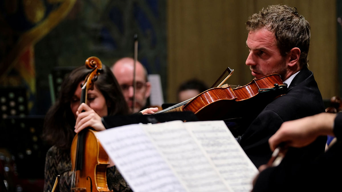 A musician of the European Union Chamber Orchestra plays the viola at the 12th International Spring Orchestra Festival in Valletta, Malta. Photo: Reuters