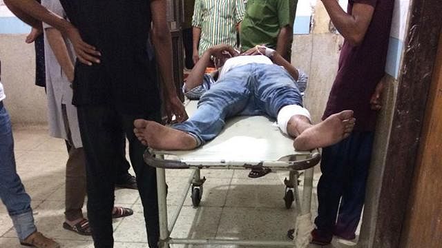 The injured students being treated at Dhaka Medical College and Hospital. Photo: Prothom Alo