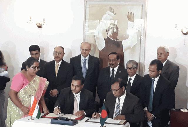 Bangladesh and India sign six documents to strengthen development cooperation between the two countries on Monday. Photo: Prothom Alo