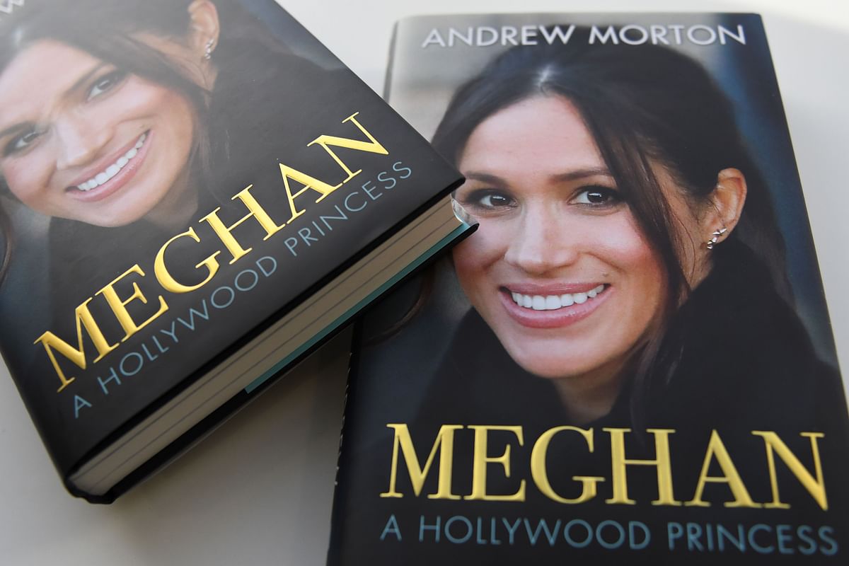 In this arranged photograph, the cover of the book entitled 'Meghan, A Hollywood Princess', by author Andrew Morton, is pictured in London on 6 April, 2018. Photo: AFP