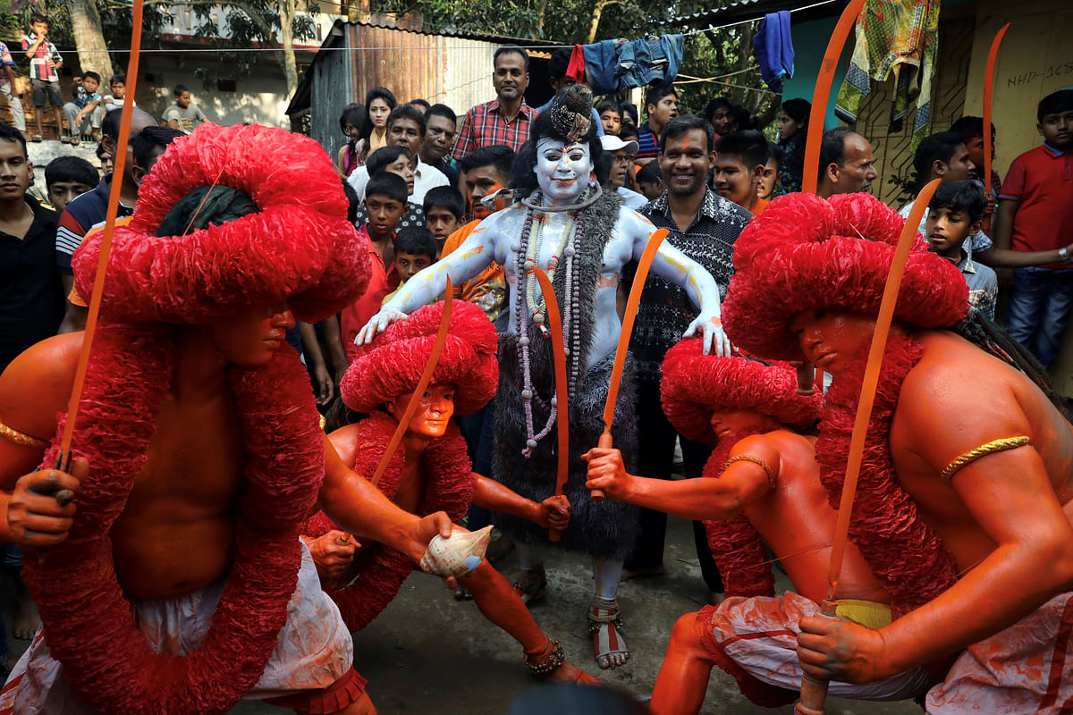 In the festival, Lord Shiva is believed to eliminate the evil forces along with his soldiers. Reuters