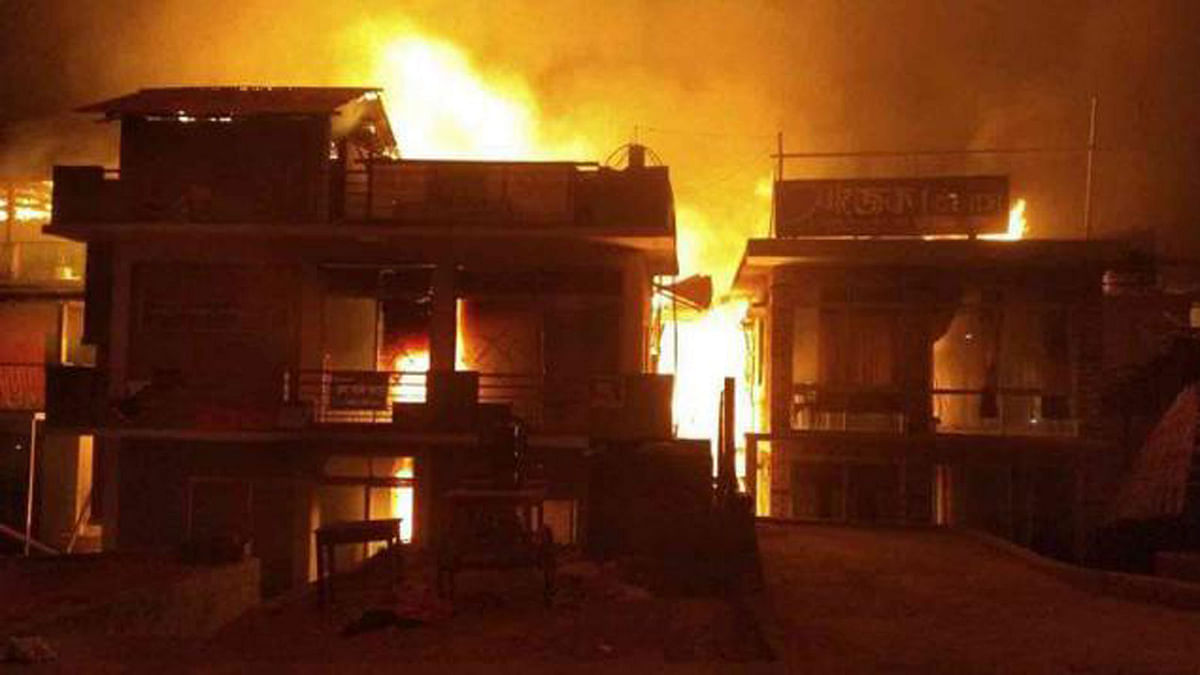 At least three tourist cottages were gutted in a fire at Sajek valley.