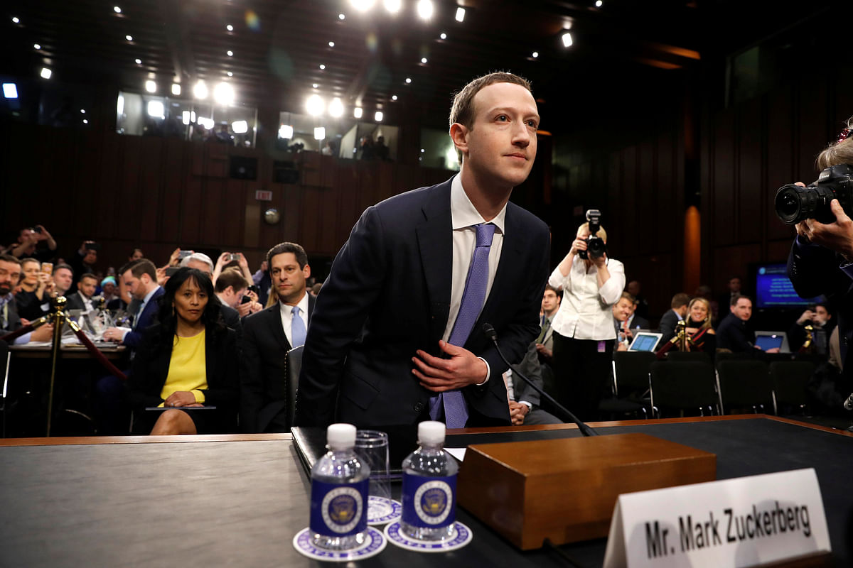 Facebook CEO Zuckerberg arrives to testify before a US Senate joint hearing on Capitol Hill in Washington. Photo: Reuters