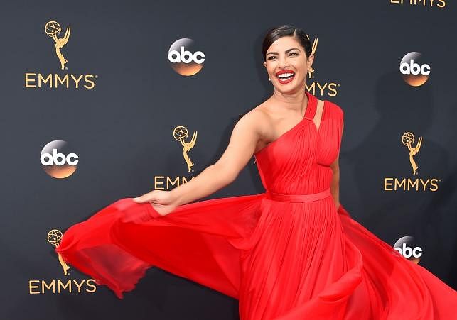 Actress Priyanka Chopra arrives for the 68th Emmy Awards on 18 September, 2016 at the Microsoft Theatre in Los Angeles. Photo: AFP