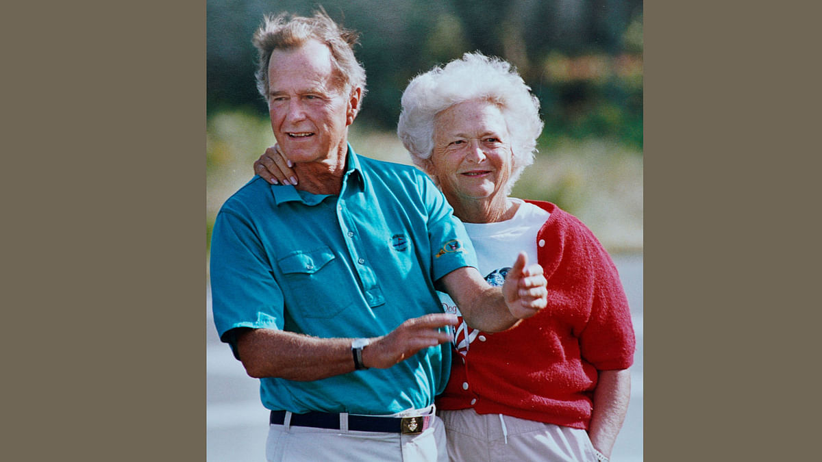 Barbara Bush with president George H.W. Bush during a presidential vacation in Kennebunkport, Maine, US, in this undated photo. Reuters