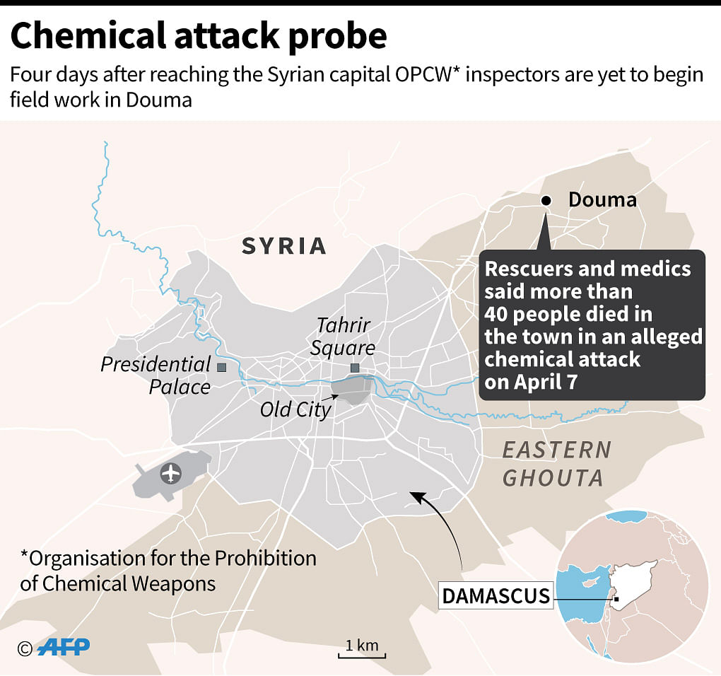 Map locating Douma in Syria. AFP